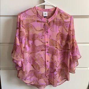 Flutter sleeve pink leopard CABI blouse *NEVERWORN